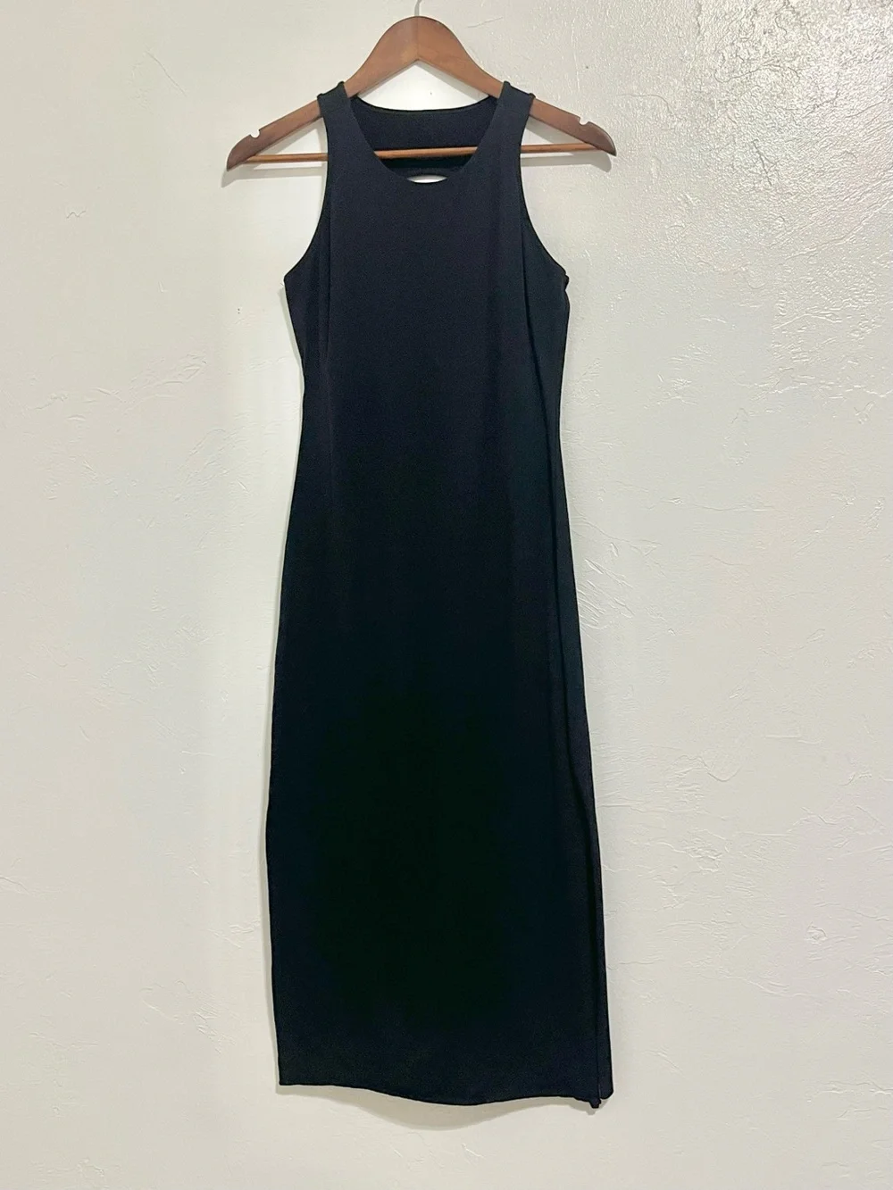 Free People Black Sleeveless Midi Tank Dress Racerback Back Out Size M
